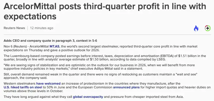 ArcelorMittal Q3's