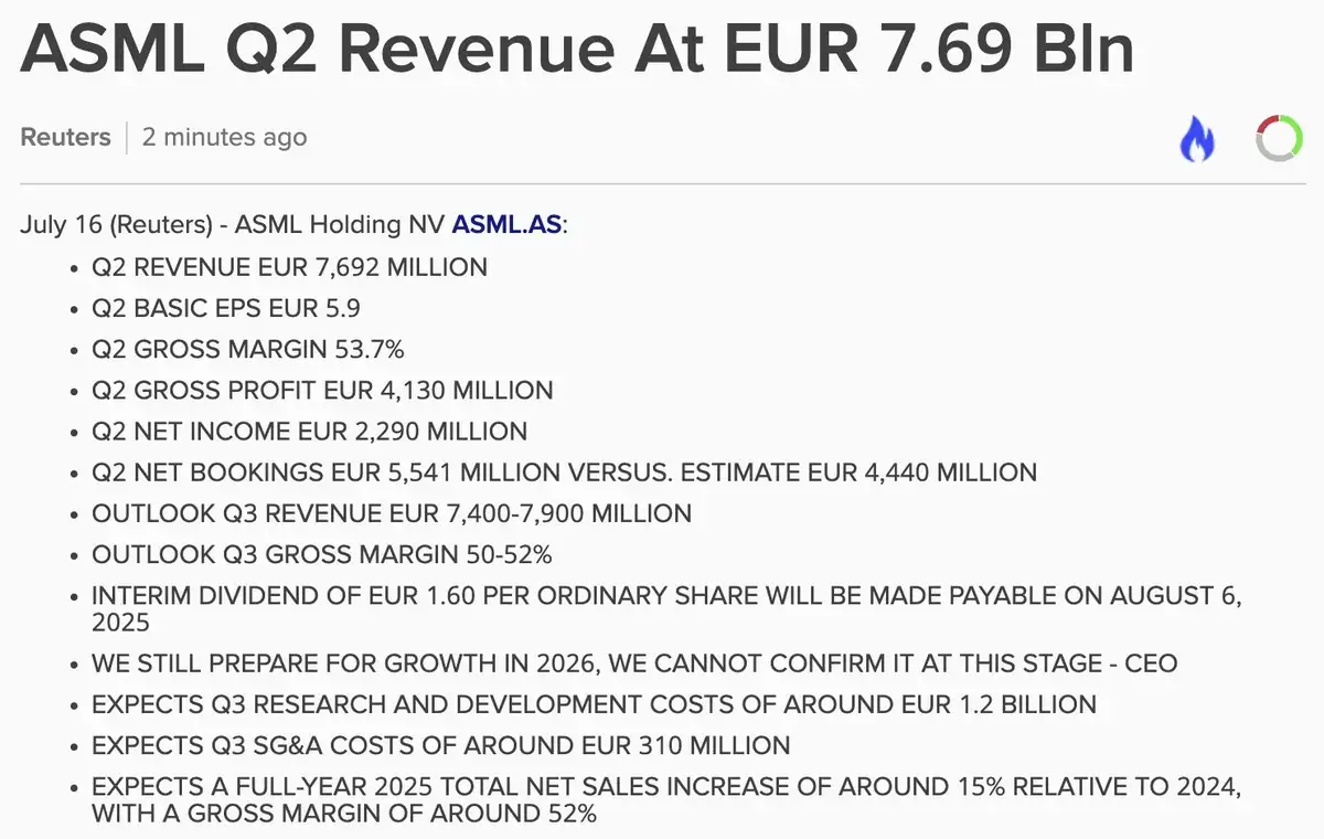 ASML Q2-cijfers