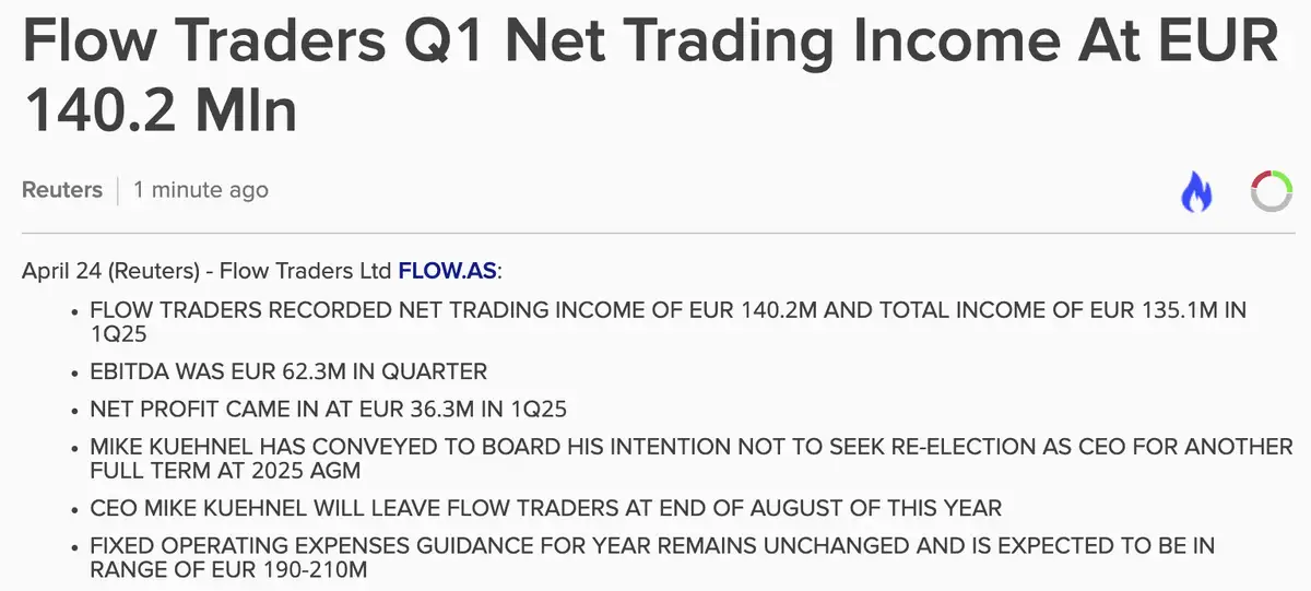 Flow Traders Q1-cijfers