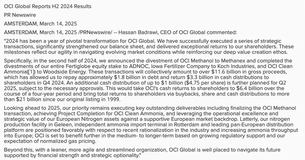 OCI Q4-cijfers