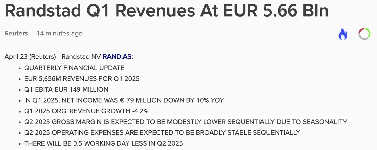 Randstad Q1-cijfers