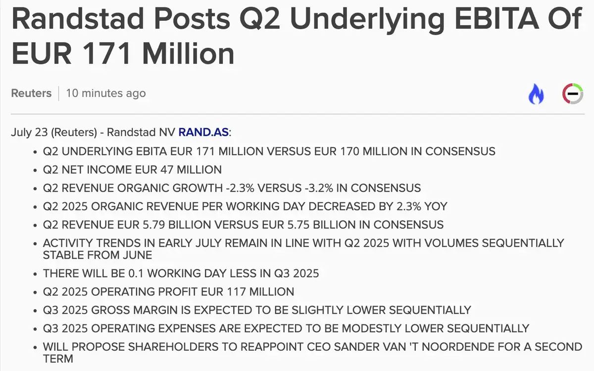 Randstad Q2-cijfers