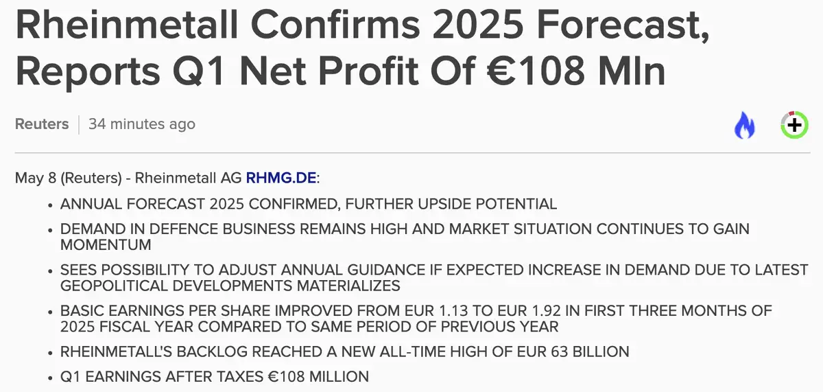 Rheinmetall Q1-cijfers
