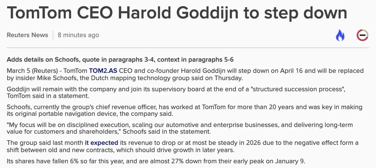 TomTom CEO weg