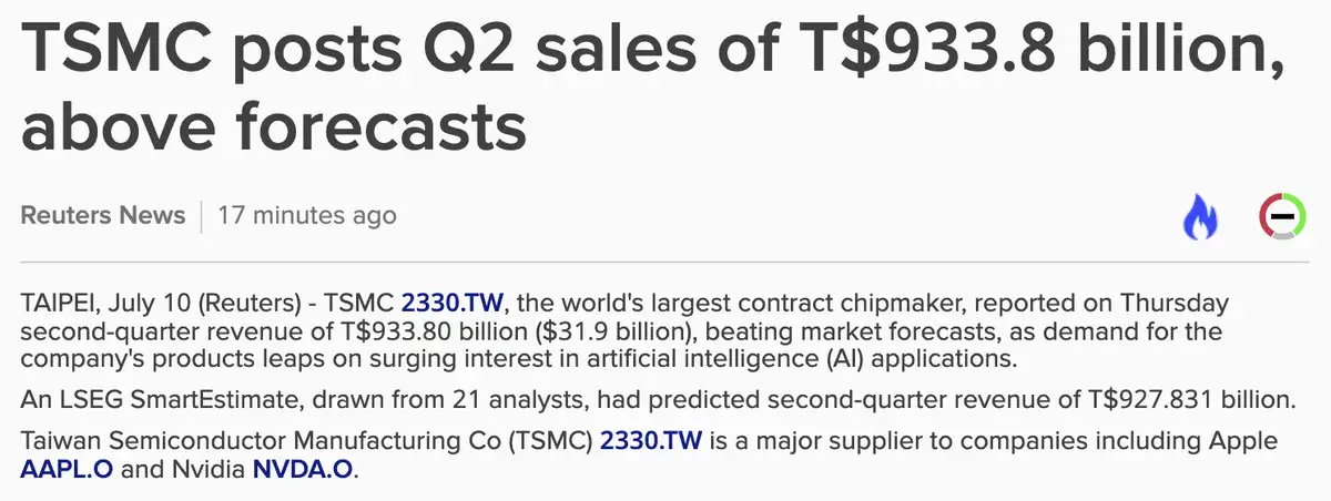 TSMC omzet juni