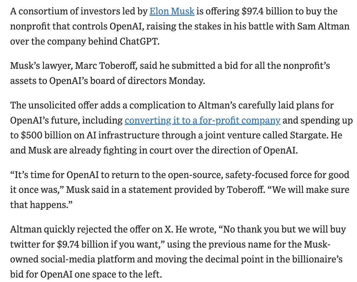 Musk bid OpenAI